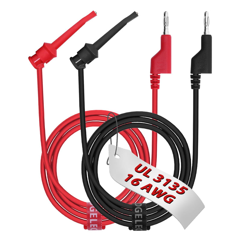 [Australia - AusPower] - 16 Gauge 2pcs/3.3Ft 4MM Banana Plug to Test Hook Clips UL3135, Heavy Duty Silicone Test Leads Set Jumper Wires Kit for Testing - EDGELEC 3.3 Ft(1m) 