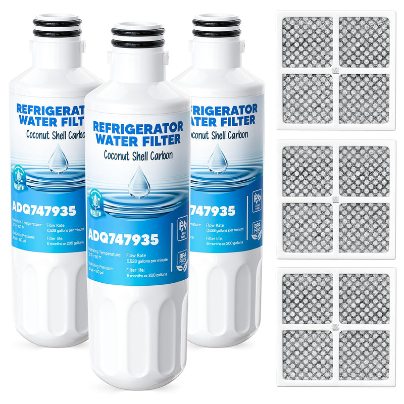 LRFLC2706S, LF29H8330S, LRFWS2906S, LRMDS3006S, LMXS28626S, LMWS27626S, LHFS28XBS Water Filter Replacement Fit for LG Lt1000P/PC/PCS, Include ADQ73334008 Air Filter, 3 Combo By AVXBYR
