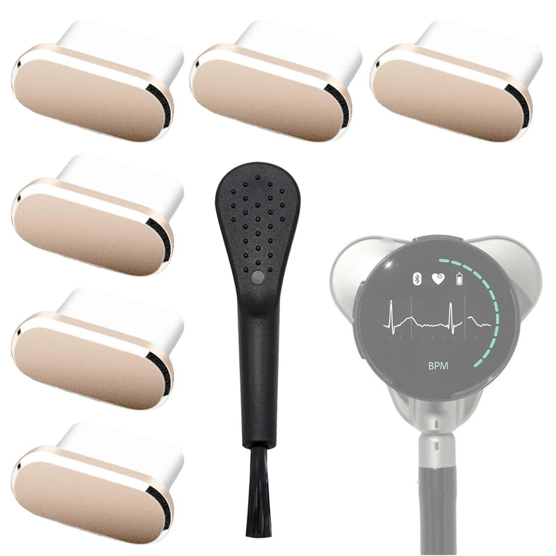 [Australia - AusPower] - 6 Pack Dust Plug for EKO CORE 500,Anti Dust Plug Cover Charging Port Protector Cap with Cleaning Brush for EKO Core 500 Digital Stethoscope (Champagne) Champagne 