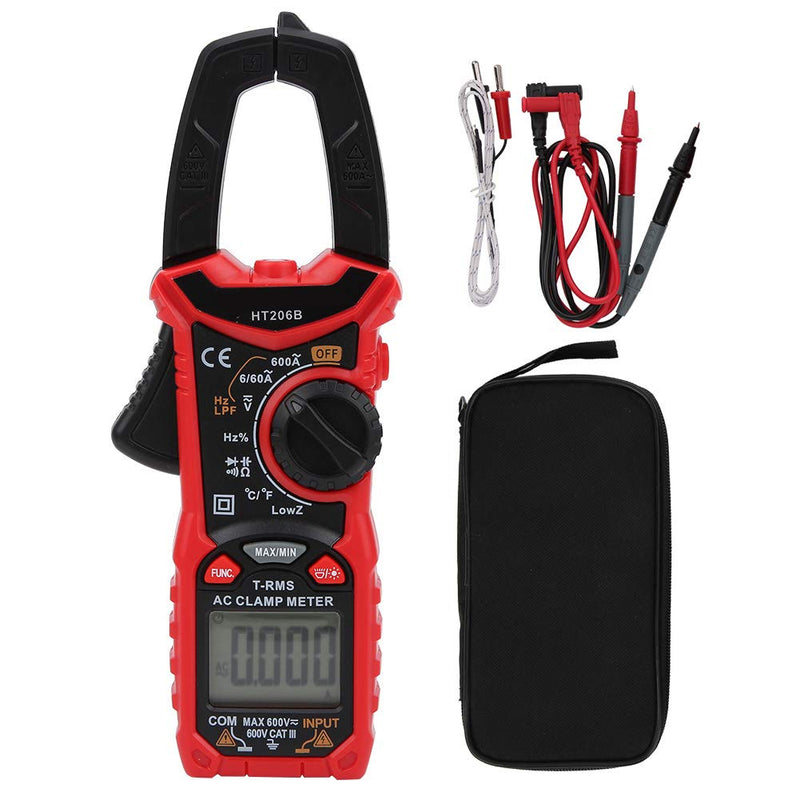 [Australia - AusPower] - Digital Clamp Meter 6000 Multimeter, AC DC Volt Clamp Meter with LCD Display Voltage Current Tester for Home Professional Automotive Industrial Electrical Troubleshooting HT206B 