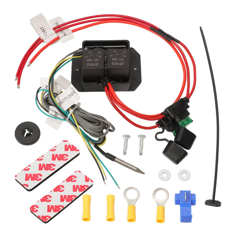 [Australia - AusPower] - Digital Radiator Fans Controller Switch Kit with Adjustable Temperature Range Range 12V 24V Digital Electric Thermatic Dual Electric Fan Switch Kit Replace #0444 