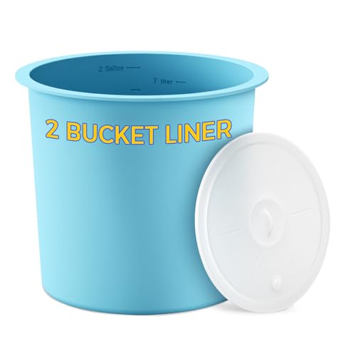 2 Gallon with Lid – Reusable Silicone Bucket Pail Liner for Kitchen, Outdoor, Gardening, Camping, Thinset & Paint Food Grade, Foldable & Heat-Resistant – Multi-Purpose,Blue Blue 2 Gallon With Lid