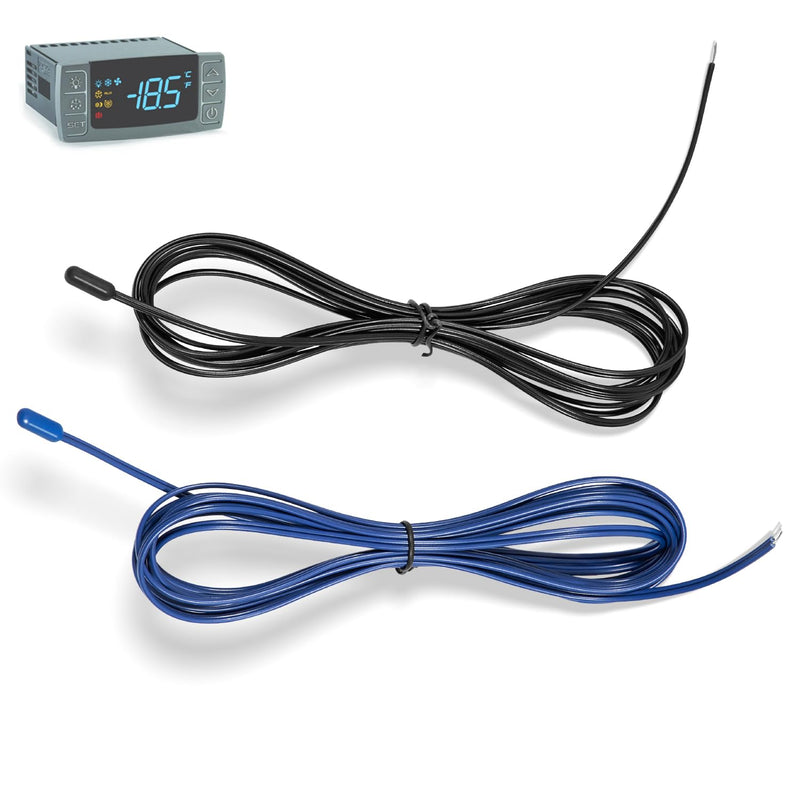 [Australia - AusPower] - Temperature Probe Sensors | Durable Stainless Steel (Black/Blue) | Compatible with Dixell, Carel & Eliwell | for Refrigerators, Freezers & Cold Rooms(2-Pack) 