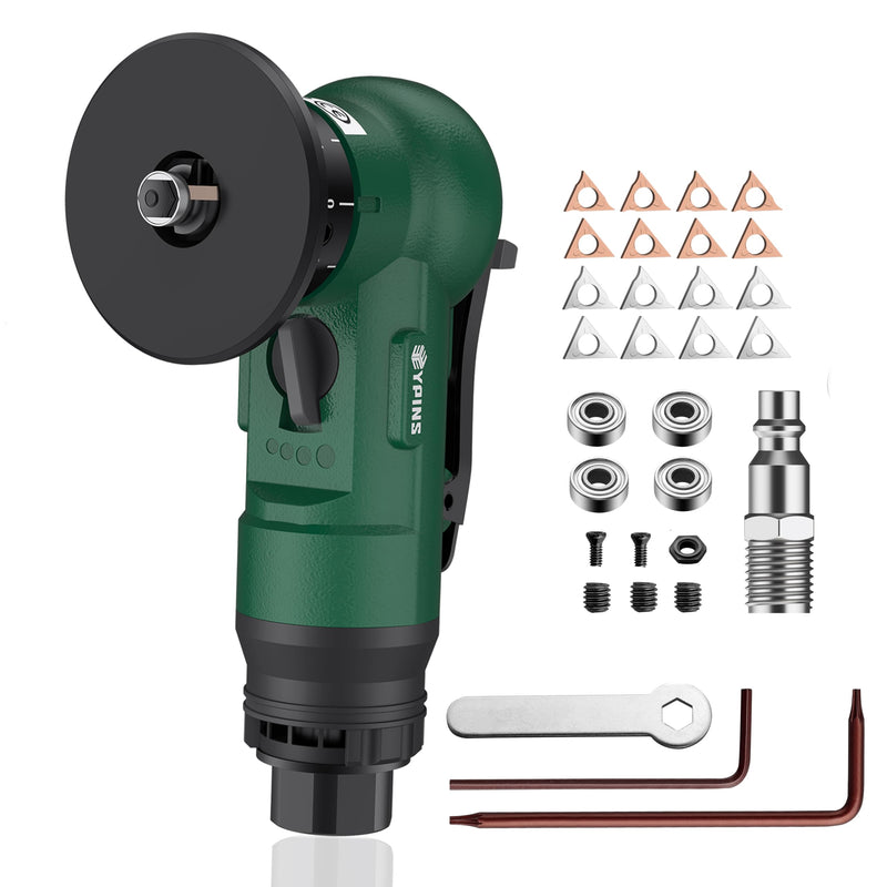 EYPINS Mini Pneumatic Chamfering Tool – 16pcs C&R-angle Blades Straight 45° Arc Beveling,Metal Air Chamfer 30000 RPM,Edge Deburring for Copper,Aluminum,Steel,Wood,Acrylic,1/4" Inlet,Precision,Quieter Green