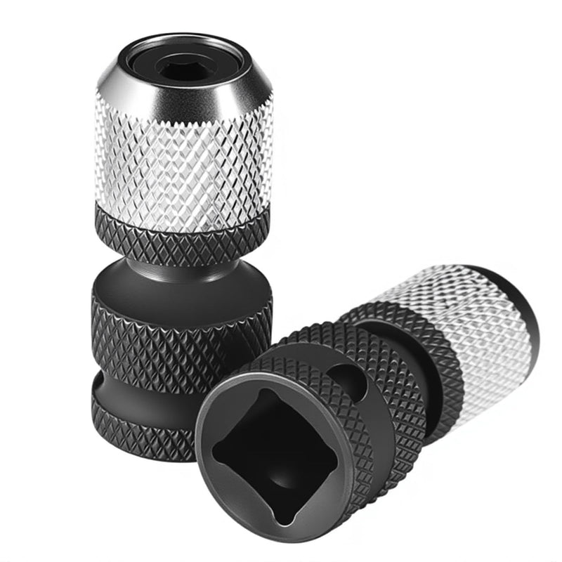 [Australia - AusPower] - 2 PCS 1/2 Square Drive to 1/4 Hex Female Socket Adapter, Drill Chuck for Impact Wrench, Impact Drill Adapter, Quick-Change Design, CrMo Steel 