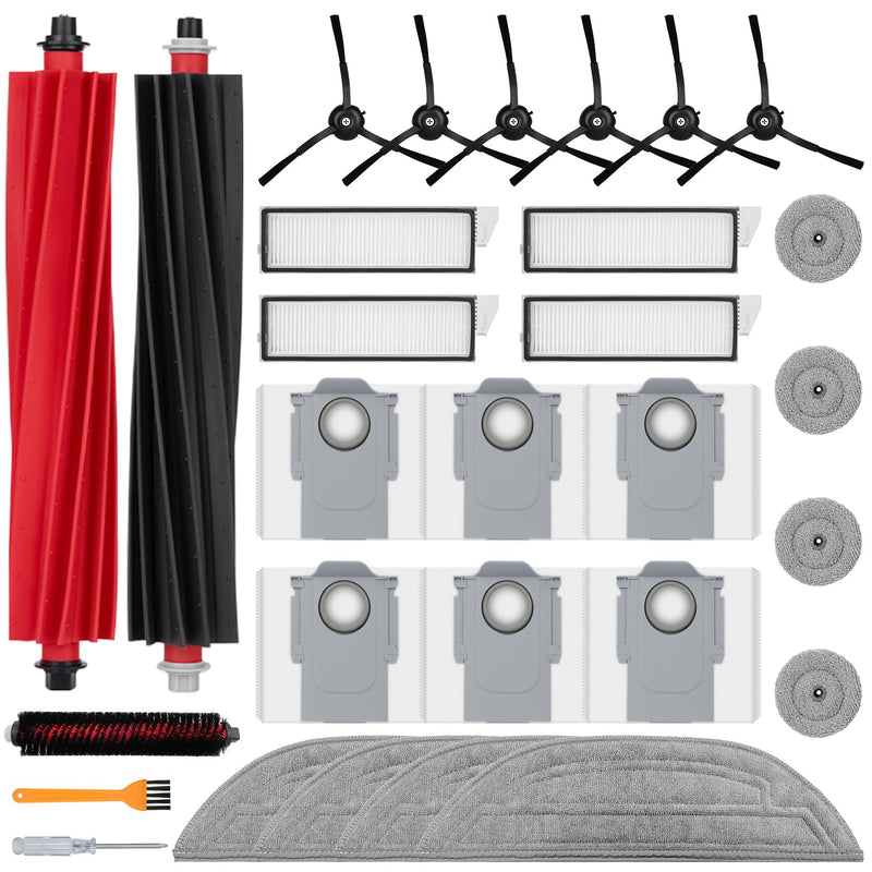28 Pack Accessories Compatible with Roborock S8 MaxV Ultra Robot Vacuum,Main Brushes,Dust Bags,Mop Cloths,Edge Mop Cloths,Filters,Side Brushes,Self-Main Brush,Cleaning Brush, Screwdriver 28 Pack