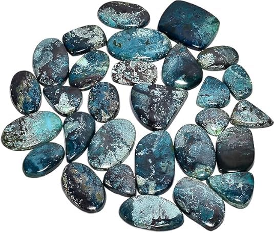 Natural 3 Pcs Gemstones Cabochons Lot (15-35 MM) - Multi Shape Stones for Jewelry Making Supplies, Healing Crystals Loose Gemstones Shattuckite