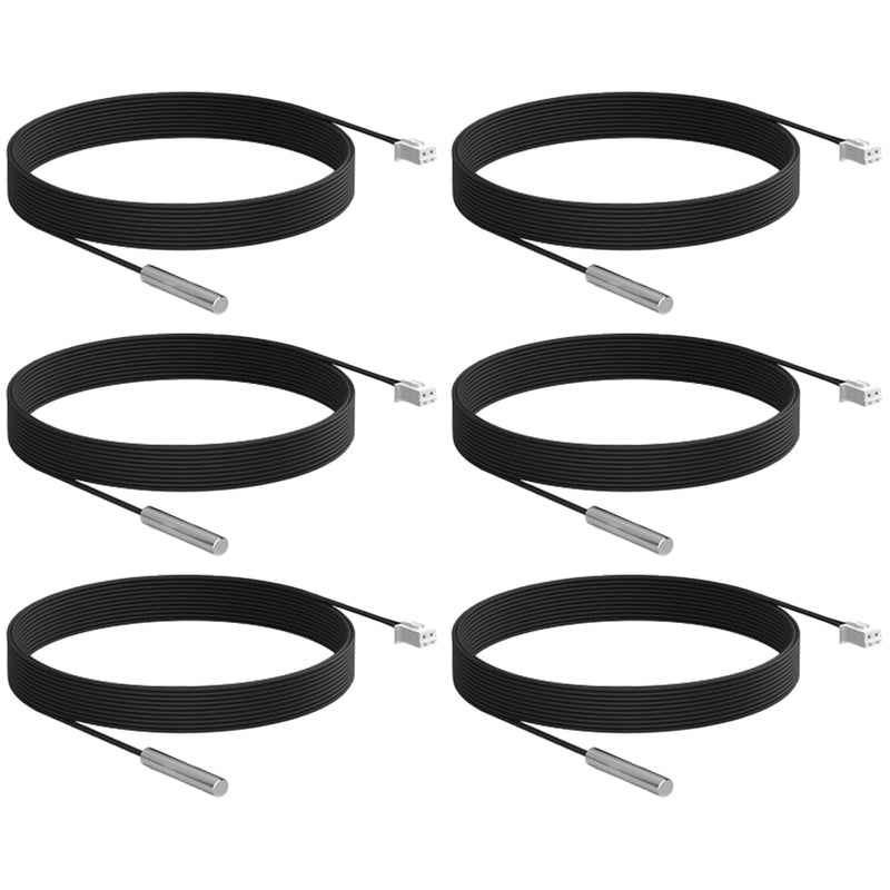 [Australia - AusPower] - 10K B3950 Temperature Sensor Probe 6Pcs 1 Meter Waterproof Temp Sensor Probe Stainless Steel NTC Temp Sensor Probe, Digital Temperature Transmitter Extension Cable with JST XH2.54mm Interface 