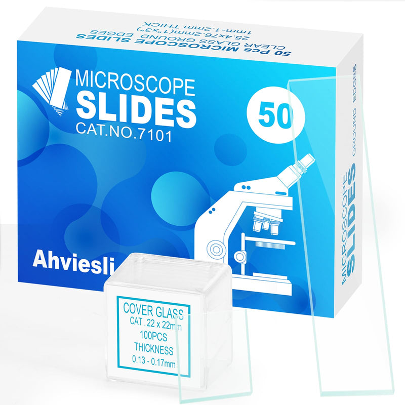 [Australia - AusPower] - Microscope Slides and Covers Kit – 50 Blank Pre-Cleaned Glass Slides for Microscope, 100 Cover Slips, for Teachers, Students, Families, and Science Enthusiasts 