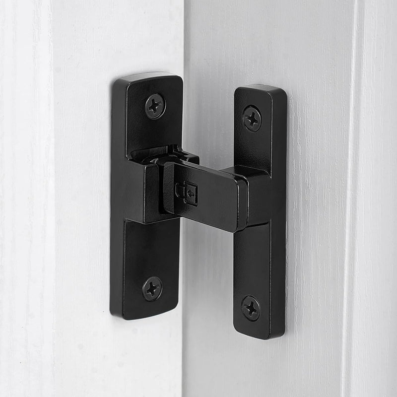 INIRET 4 Packs Black 90 Degree Barn Door Lock ，Premium Zinc Alloy Latch - Flip Gate Latches ，for Cabinets, Bathroom, Barn & Garden Doors - Secure Sliding Door Hardware Black_90 Degree