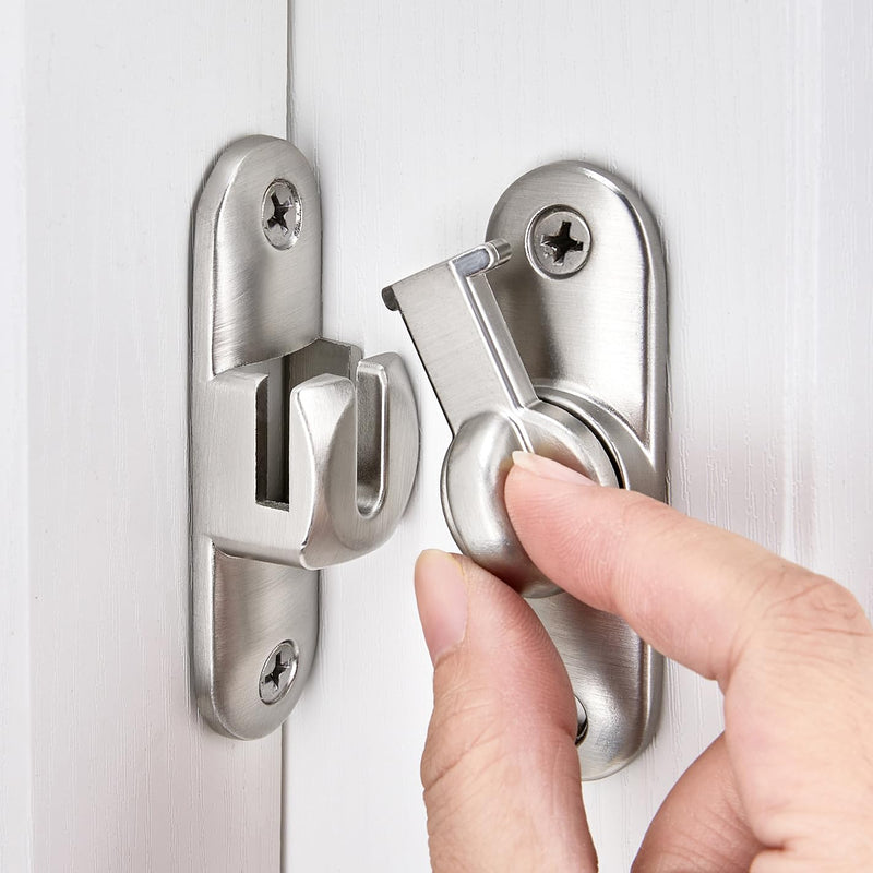 INIRET 6 Packs Silvery Barn Door Latches,90/180 Degree Gate Lock,Flip Gate Latches Hardware,Zinc Alloy Right Angle Door Lock Latch,Door Security Sliding Door Latch Lock for Cabinets,Bathroom