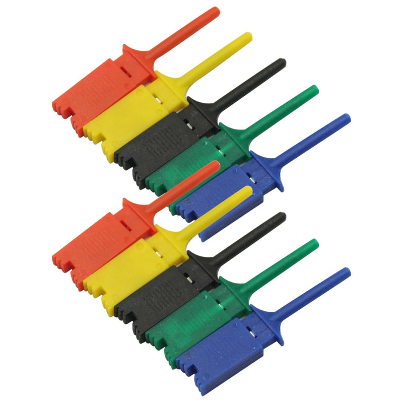 [Australia - AusPower] - 10PCS Test Hook SMD IC 5 Colors Clip Grabbers Test Probe for Electronic Testing Grabber Crocodile Clip Hook Test Clip 