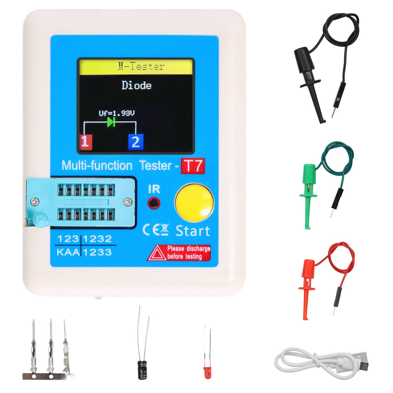 LCR-T7 Transistor Tester AYWHP Multifunctional TFT Transistor Tester with Full Color Graphic Display Rechargeable Multifunction ESR LCR Transistor Meter for Diodes Triodes Capacitor Resistance