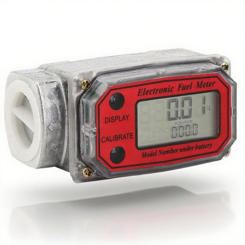 Turbine Flow Meter, 1 Inch NPT Mini Digital Turbine Flow Meter, Digital Peak Flow Meter, Fuel Flow Meter, 10-200 L, with Instant and (Red LLW-25) Red LLW-25