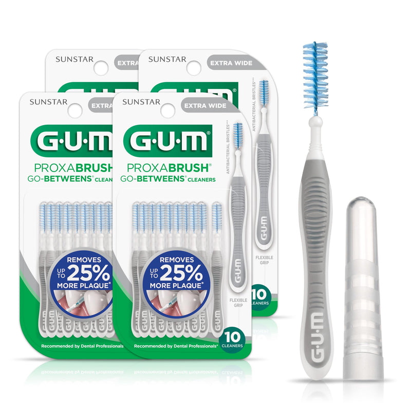 [Australia - AusPower] - GUM Proxabrush Go-Betweens - Extra Wide - Interdental Brushes - Soft Bristled Dental Picks for Plaque Removal Health - Safe for Braces & Dental Devices, 10 Count (Pack of 4) 10 Count (Pack of 4) 