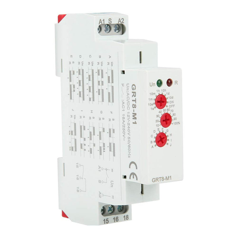 12V-240V Time Delay Relay, Timer Relay, Multifunction Time Relays, with 10 Functions Rail Mount AC DC, for LED Turn Signal, Home