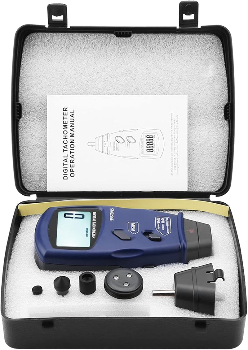 [Australia - AusPower] - SM6236E Digital Photo Tachometer, Digital Rotation Tester with Automatic Store Function, Handheld Tachometer with 5 Digits 18mm Backlight LCD 