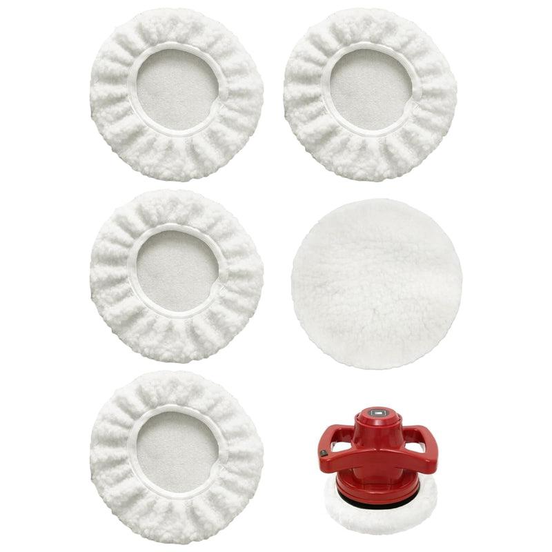 Pack of 5 Lambswool Polishing Covers for Einhell CE-CB 18/254 Li, CC-PO 90 | Cordless Car Polishers, for 220mm-250mm Polishers, 9-10 inch Car Polishing Pad for Waxing and Polishing Cars