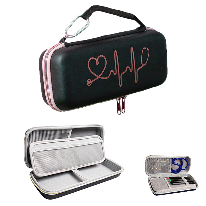 [Australia - AusPower] - Stethoscope Case for 3M Littmann Stethoscope and for MDF Stethoscopes, Stethoscope Accessories, Extra Room for Medical Bandage Scissors and LED Penlights（Black） Black 
