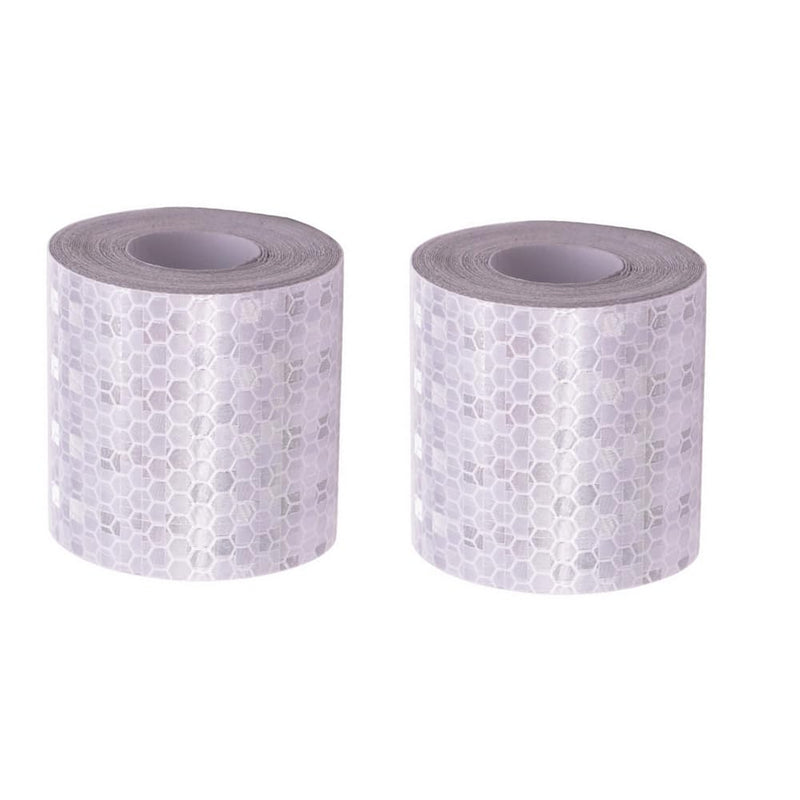 QUUPY 2Rolls Silver Reflective Tape Waterproof PVC Self-Adhesive Warning Stickers Reflector Tape for Bicycle Car Truck Motorcycle Helmets(5cmx3m)