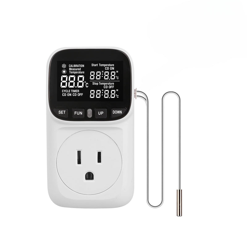 [Australia - AusPower] - Digital Temperature Controller, Plug in Thermostat Outlet, 1800W 15A 6 Modes Temperature Heating Cooling Controller Socket for Indoor, Reptiles, Greenhouse 