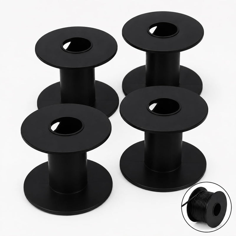 BESTYASH Pack of 4 Empty Plastic Cable Spools Cylindrical Fishing Line Spools for Line Management in Laboratory and Workshop Space-Saving Compact Design
