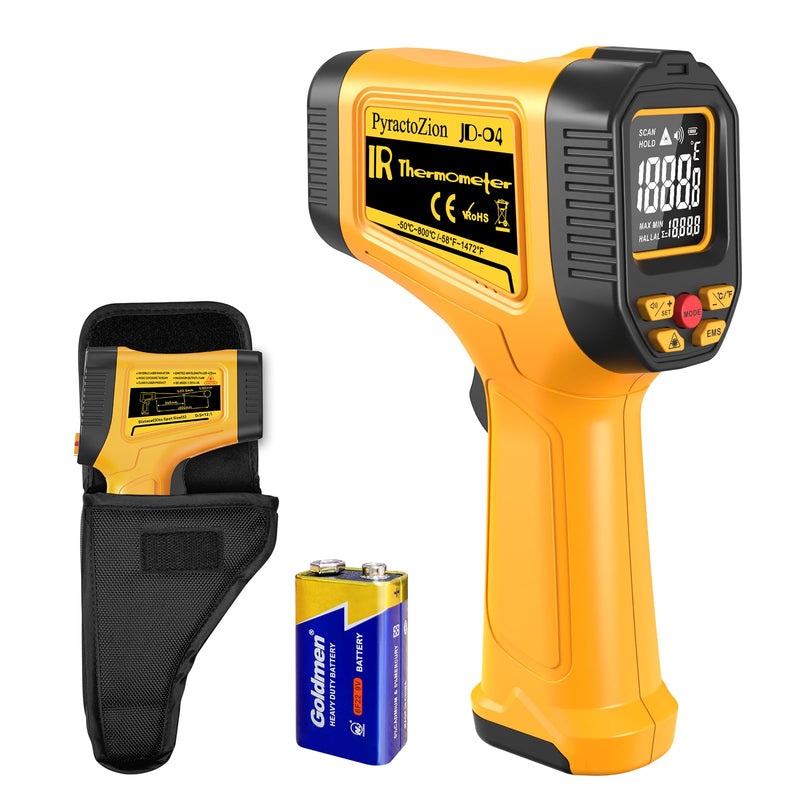 [Australia - AusPower] - Infrared Thermometer Gun -58°F to 1472°F with Backlit Display, Laser Thermometer Temperature Gun with Adjustable Emissivity & Max and Min Measure, Dual Laser Targeting Temp Gun for Cooking, Griddle 