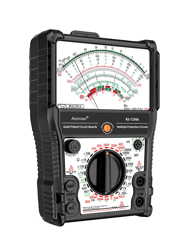 [Australia - AusPower] - Analog Multimeter AS-7199A, Pointer Multimeter, AC DC Volt 2500V, DC Current 10A, Rx 100K, Batt Tester, Diode/LED Testing, Remote Control Detection, 11 Function, 24 Range 