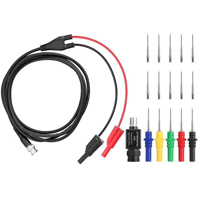 [Australia - AusPower] - Oscilloscope Accessories Probes Kit BNC Connecter Automotive Test Leads– 20:1 Attenuator,Back Probe Pins & 3M BNC to Banana Cable – Heavy-Duty Test Leads for Car Diagnostics,Sensor Testing 