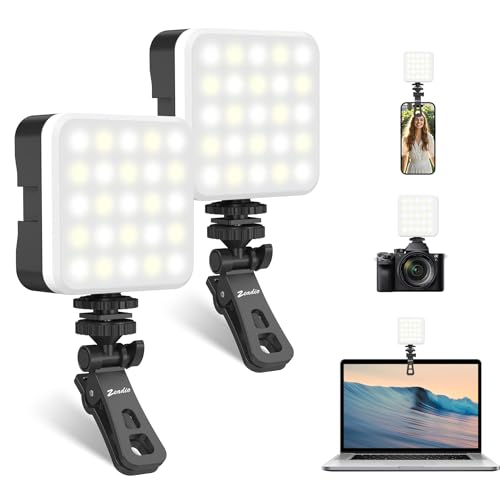 Zeadio Portable LED Pocket Light with Clip - Adjustable 3000K-7000K Color Temperature Camera Light, CRI95, Small Video Selfie Light for Tabletop Filming/Selfie/Cell Phone/Photography, Pack of 2