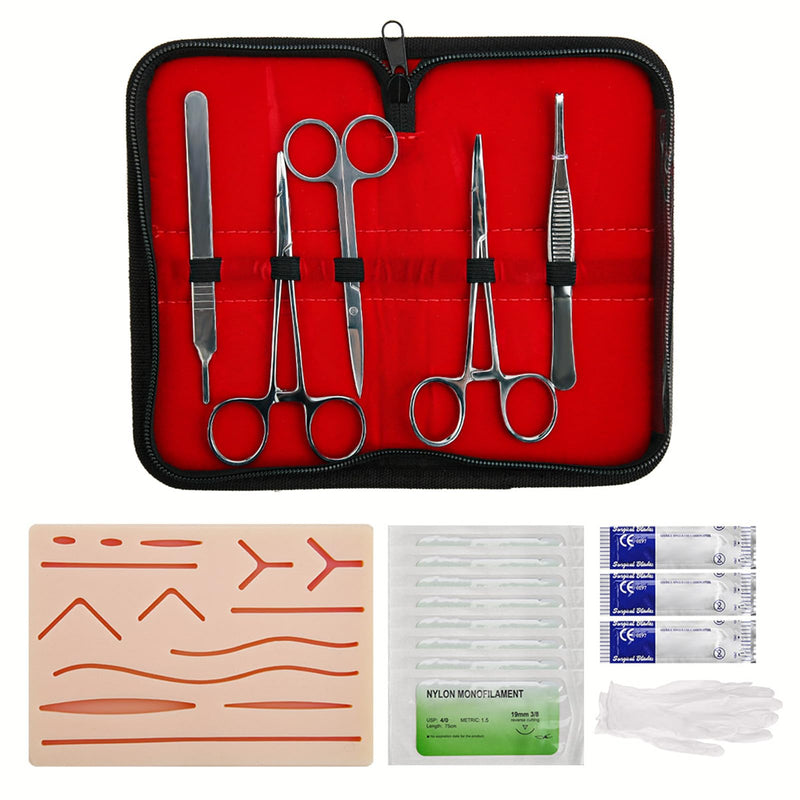 [Australia - AusPower] - Suture Practice Kit for Medical Students Including Suture Pad with 14 Pre-Cut Wounds Suture Tools and Thread & Needle for Training Only 18Pcs 