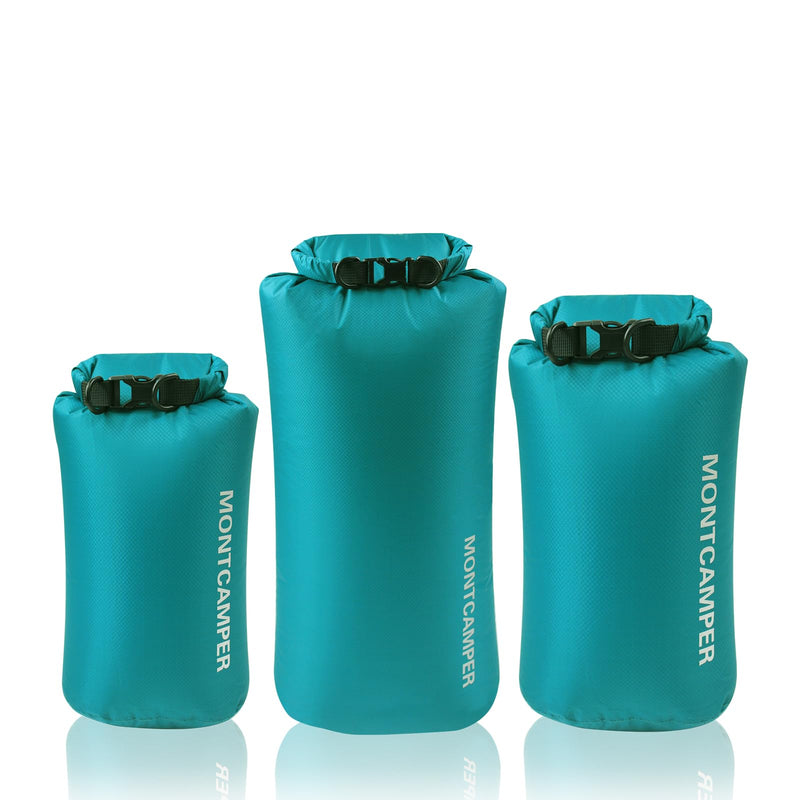 Waterproof Dry Bag Set (5L+10L+20L) – 30D Nylon Roll Top Dry Sacks with PU Coating, Lightweight Storage for Kayaking, Camping, Hiking, Fishing & Beach (Turquoise Blue) 5L+10L+20L Turquoise blue 3