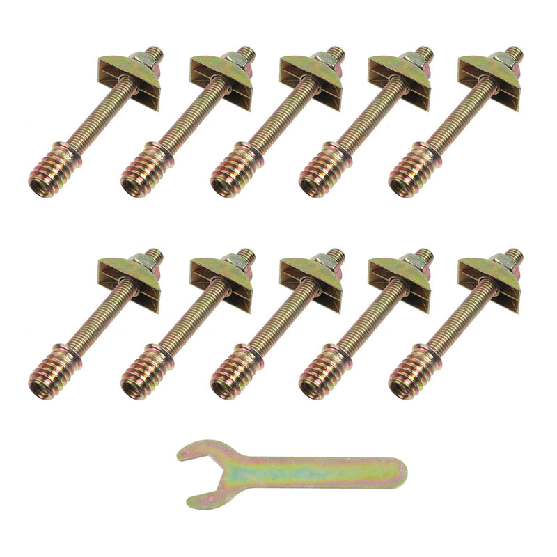 [Australia - AusPower] - Semetall 10 Sets Bed Frame Hardware Connector Kit,M8x80mm Countertop Connector Bolts,Table Top Fasteners,Bed Assembly Fasteners Bolts Nuts Threads Half Moon Spacers M8×80mm 