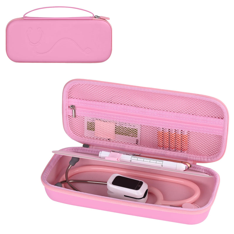 [Australia - AusPower] - Stethoscope Case for 3M Littmann Classic III, Lightweight II S.E, MDF Acoustica Stethoscope, Medical Assistant Essentials Hard case with Divider Interlayer for Nurse Accessories (Pink) PINK 