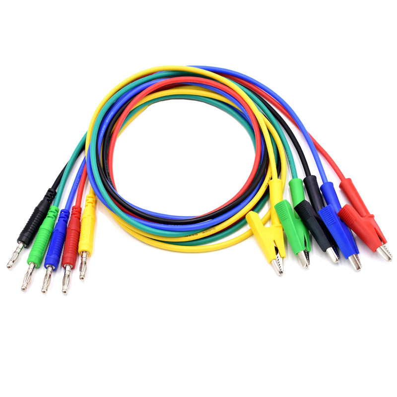 [Australia - AusPower] - 14AWG Heavy Duty Test Leads 4mm Banana Plugs to Alligator Clips Flexible Cable Wire Set for Multimeter Electrical Testing 5 Colors 3 Feet 3Ft 
