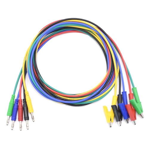zhenyu 14AWG test leads with 4mm banana plugs and alligator clips, flexible 6-foot cables in 5 colors