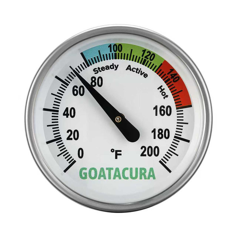 [Australia - AusPower] - Compost Soil Thermometer, 304 Stainless Steel Case and Probe,1.75" Dial Size, 16" Stem Length, 0-200 Deg F, 3 Temperature Zones 
