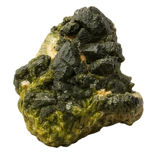 Amazing Gemstone Epidote Crystals and Healing Stones Mineral Specimen - Premium Semi Precious Gem Stones for Spiritual Growth - Geode Cluster for Meditation,Chakra Balance,and Energy Enhancement (M) Medium