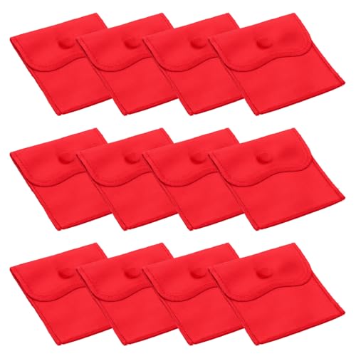 PATIKIL 4x4 Inch Velvet Jewelry Pouches, 12 Pcs Jewelry Packaging Gift Bags with Snap Button for Bracelet Necklace Rings Watch, Red
