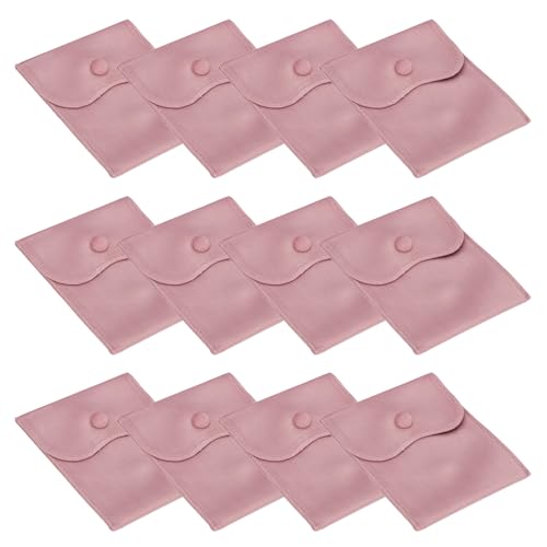 PATIKIL 6x4 Inch Velvet Jewelry Pouches, 12 Pcs Jewelry Packaging Gift Bags with Snap Button for Bracelet Necklace Rings Watch, Pink