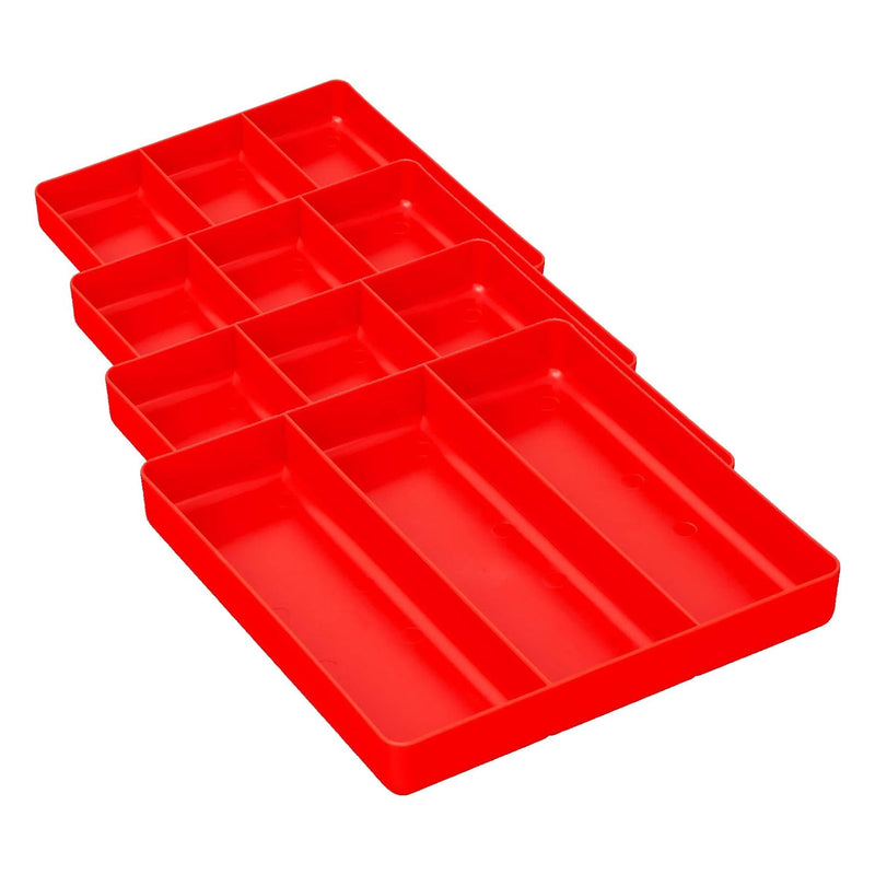 Ernst Tool Garage Organizer Tray, Red, 3-Compartments (Pack of 4) 10.5" x 10.5" x 1.5" (Pack of 4) 레드