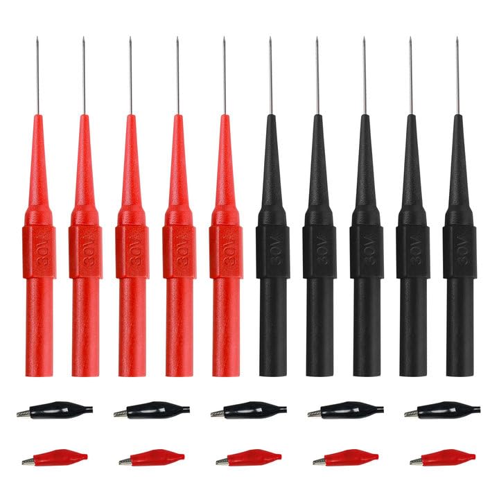 [Australia - AusPower] - 20Pcs Universal Multimeter Test Probes and Alligator Clips Set, 0.7mm Multimeter Probes for 4mm Banana Socket 