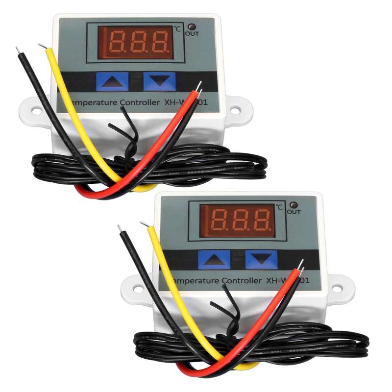 [Australia - AusPower] - XH-W3001 Digital LED Temperature Controller Modul Thermostat Switch with Waterproof Probe Programmable -50℃~110℃ Temperature Controller for Heating/Cooling, 12V 10A 120W (2PCS) 