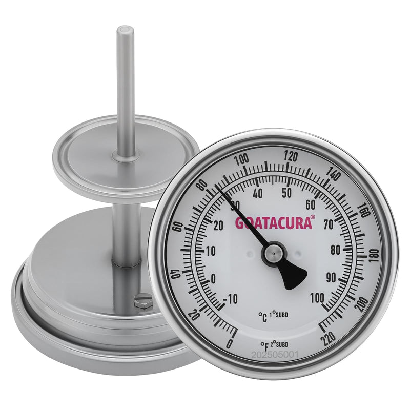 [Australia - AusPower] - Hygienic Bimetallic Thermometer, Full Stainless Steel, 3" Dial Size, 4" Stem, 1.5" Tri-clamp, 0-220 Deg F/-10-100 Deg C, 1% Accuracy 