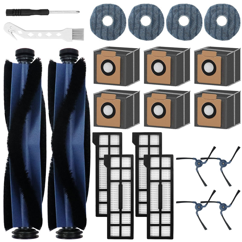 22 Pack Accessories for Eufy X10 Pro Omni Robot Vacuum Cleaner Replacement Parts, 2 Mainbrush 4 Sidebrush 6 Dust Bag 4 Filter 4 Mop Pads 1 Cleaning Brush 1 Screwdriver
