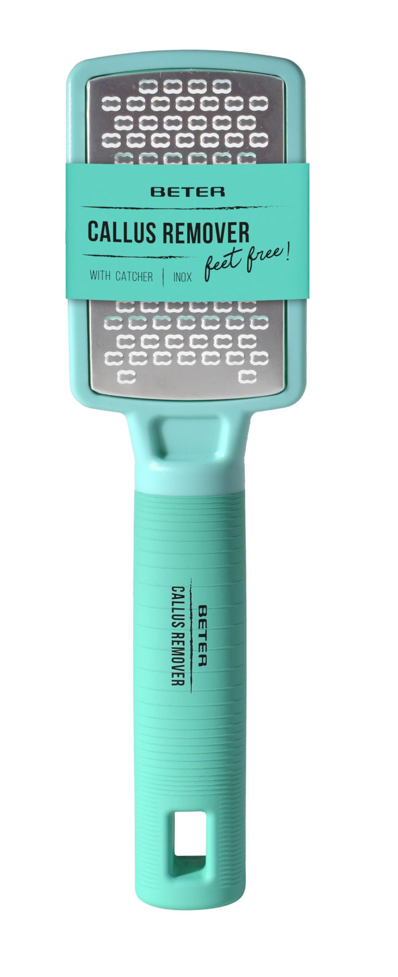 BETER Foot Free Callus Remover with Cradle, Calluses and Dead Skin, Stainless Steel Ergonomic Callus Remover for Smooth Feet and Heels Pedicure Turquoise