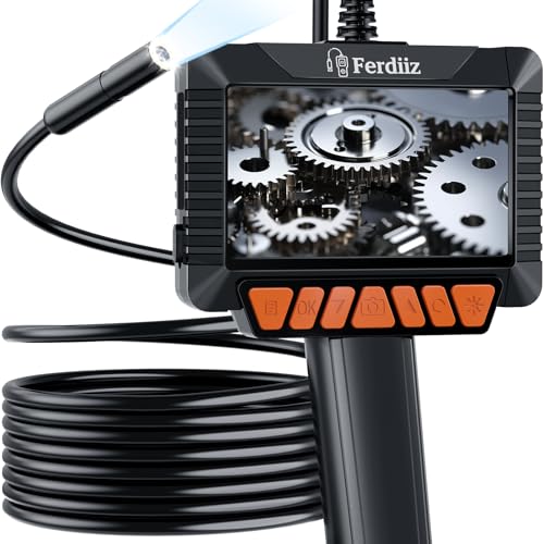 4.3 Inch IPS Endoscope Camera with Light 1080P HD - IP67 Waterproof Inspection Camera & Tube Camera with 8 LEDs, 5 m Semi-Rigid Probe for Car, Pipes, Household, No WiFi / App Required | Tube Camera with 8 LEDs, IP67 Waterproof Inspection Camera, Semi-R...
