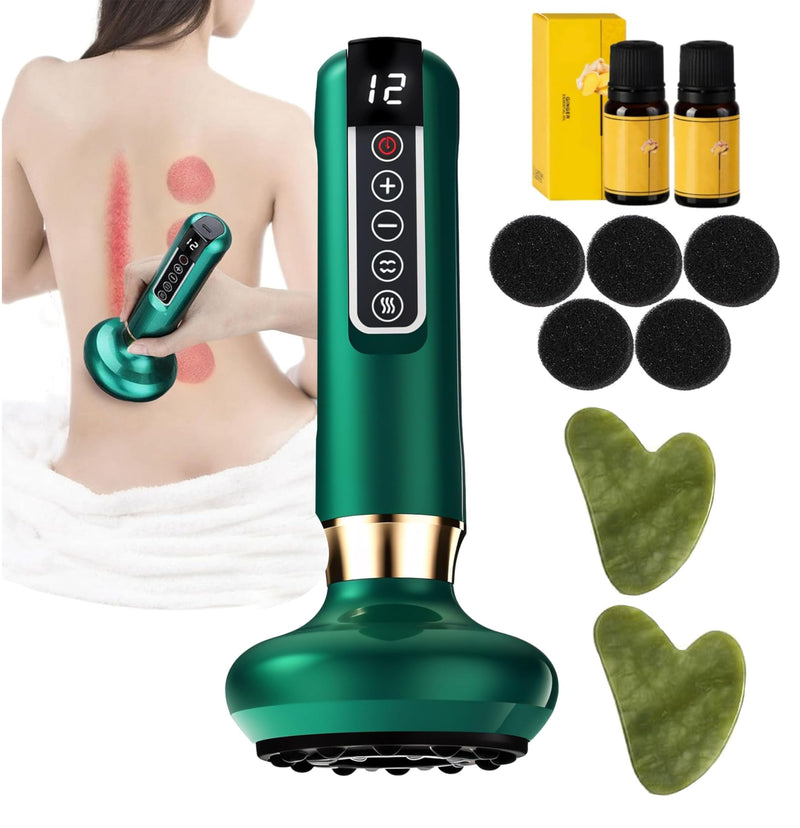 Intelligent Handheld Massage Tool for Anti - Cellulite, Electric Cupping Device with 12 Suction Modes. This Fat Remover Massager is Suitable for Arms, Legs. (Olive) Olive