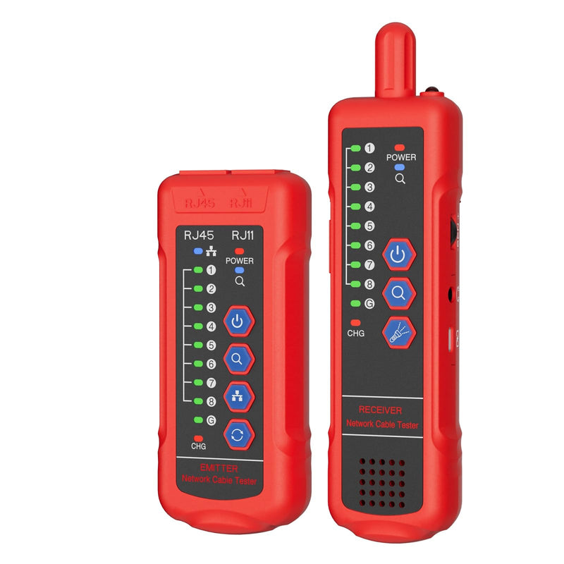 [Australia - AusPower] - Network Cable Tester RJ45 RJ11 Cable Tracker Line Finder, Ethernet Cable Tester with PoE, CAT5 CAT6 with Earphone for Cable Collation, Network Maintenance Collation, Telephone Line Test Basic 
