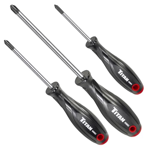 Titan 65885 3-piece JIS screwdriver set with magnetic tips, #1, #2, and #3 screwdrivers for Japanese standard screws